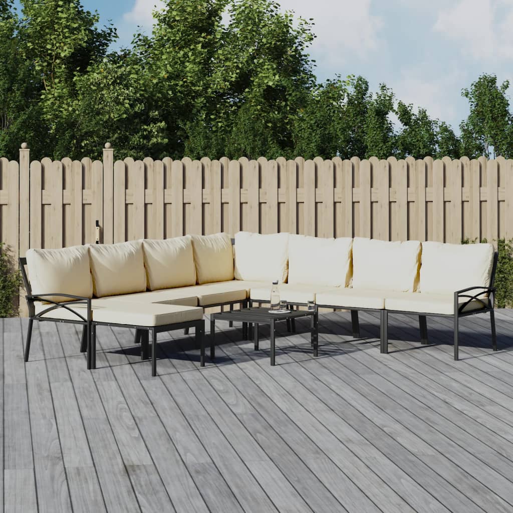 vidaXL 6-delige Loungeset met kussens staal grijs
