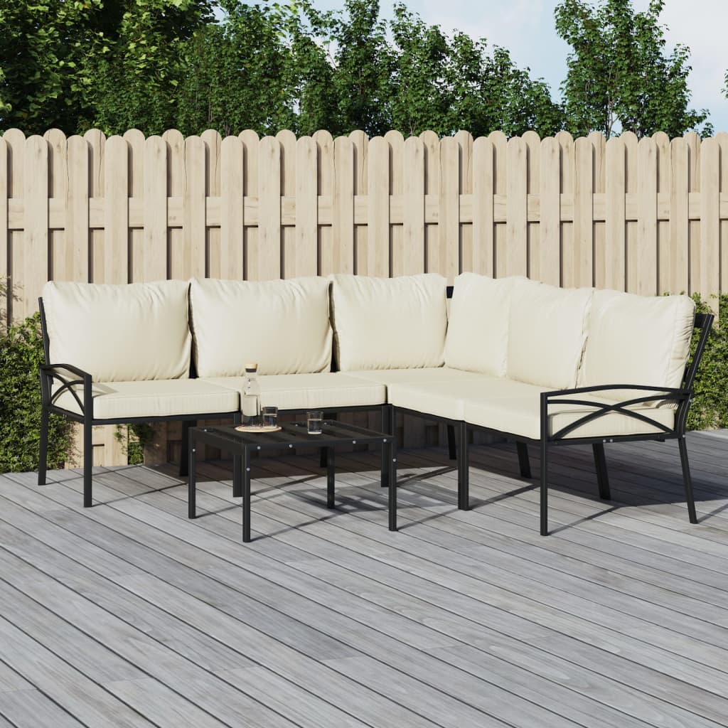 vidaXL 6-delige Loungeset met kussens staal grijs