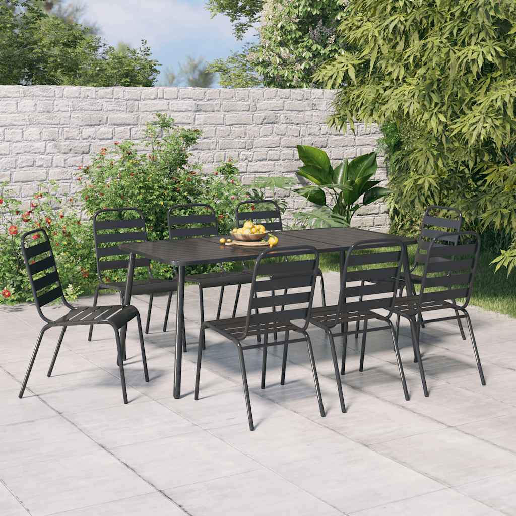 vidaXL 3-delige Tuinset staal antracietkleurig