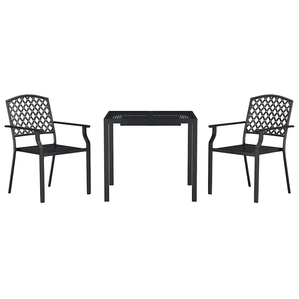 vidaXL 3-delige Tuinset staal antracietkleurig