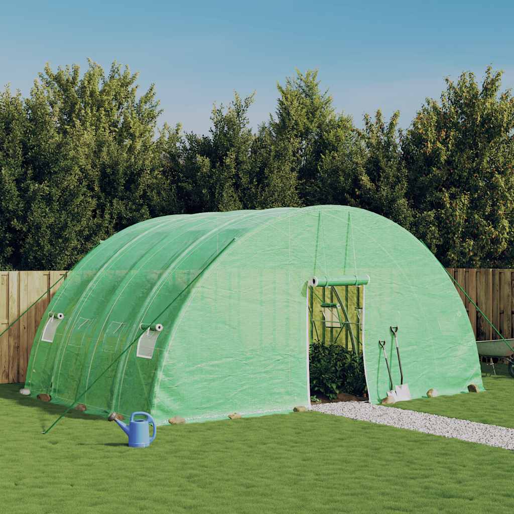 vidaXL Kas met stalen frame groen 24 m² 6x4x2,85 m