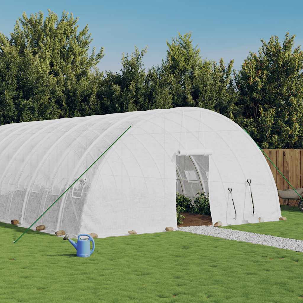 vidaXL Kas met stalen frame groen 24 m² 6x4x2,85 m
