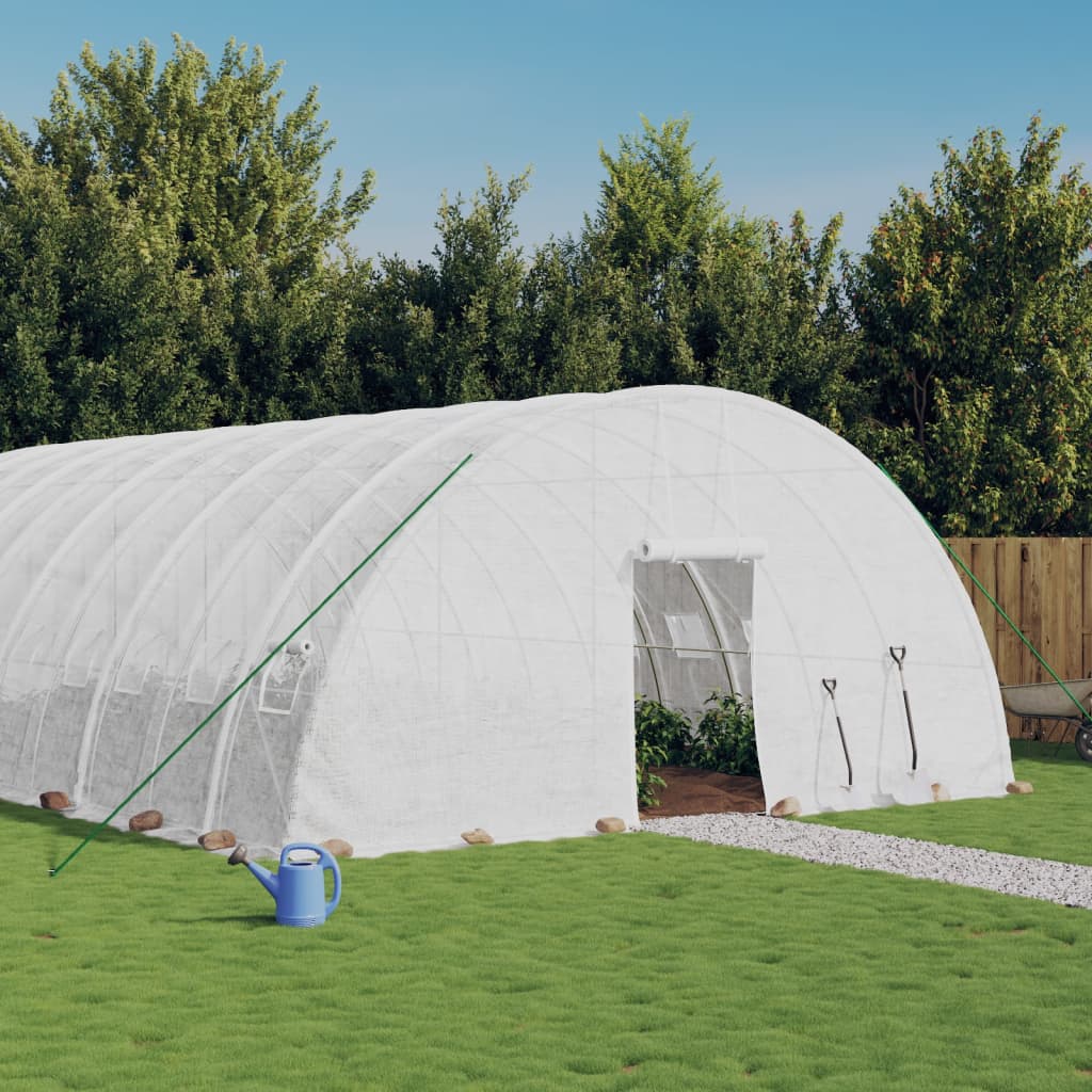 vidaXL Kas met stalen frame groen 24 m² 6x4x2,85 m