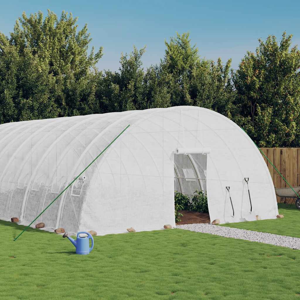 vidaXL Kas met stalen frame groen 24 m² 6x4x2,85 m