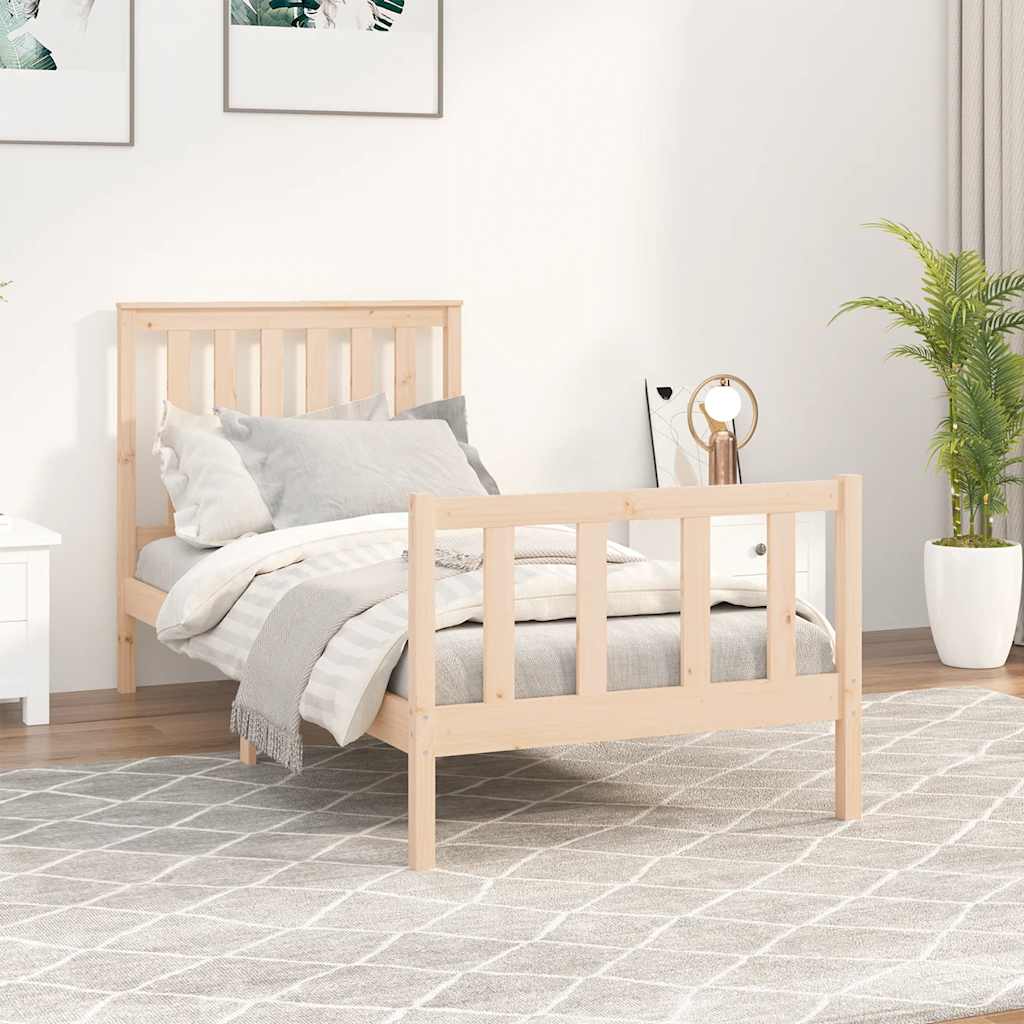 vidaXL Bedframe massief grenenhout zwart 75x190 cm
