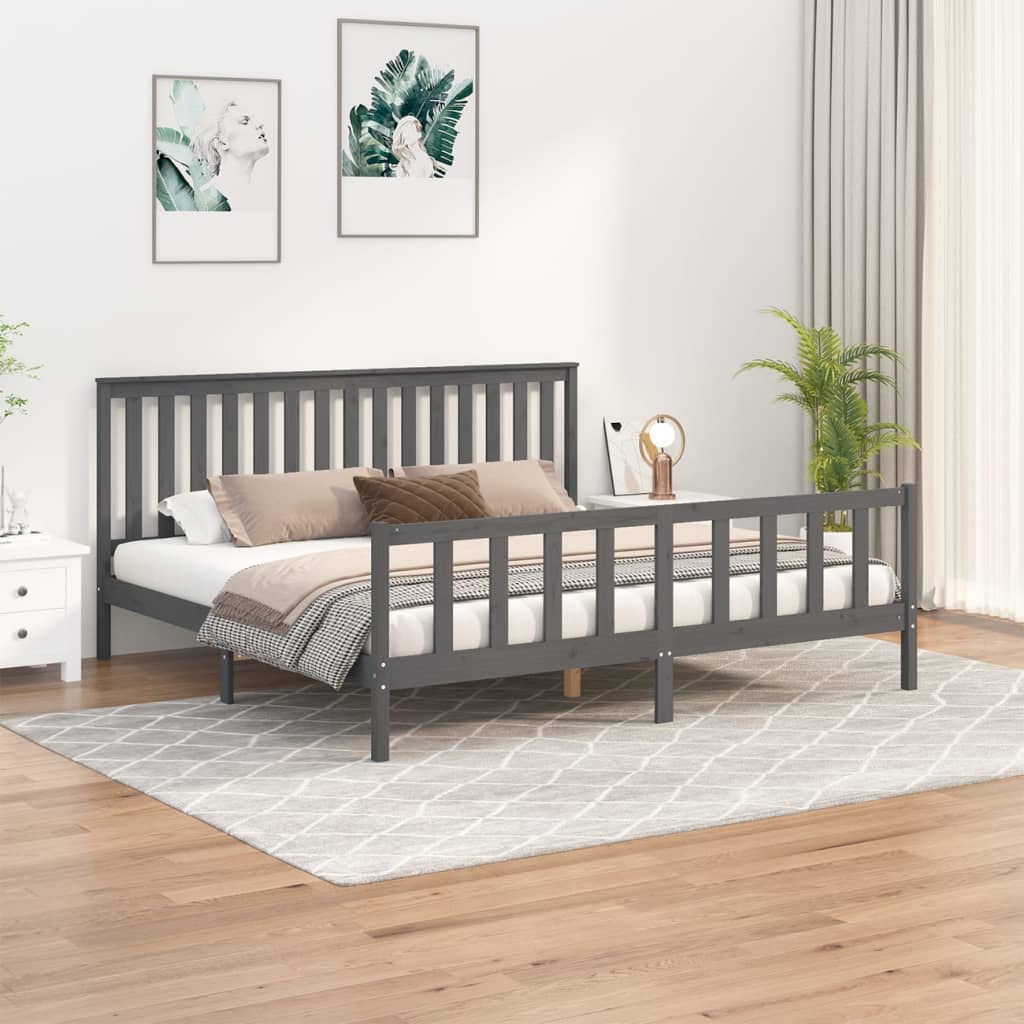 vidaXL Bedframe massief grenenhout zwart 75x190 cm