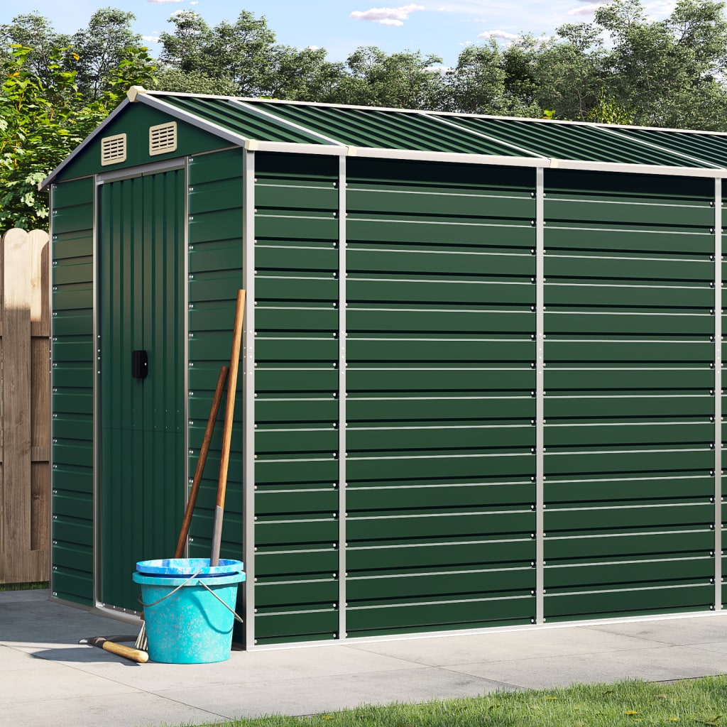 vidaXL Tuinschuur 191x130x198 cm gegalvaniseerd staal groen