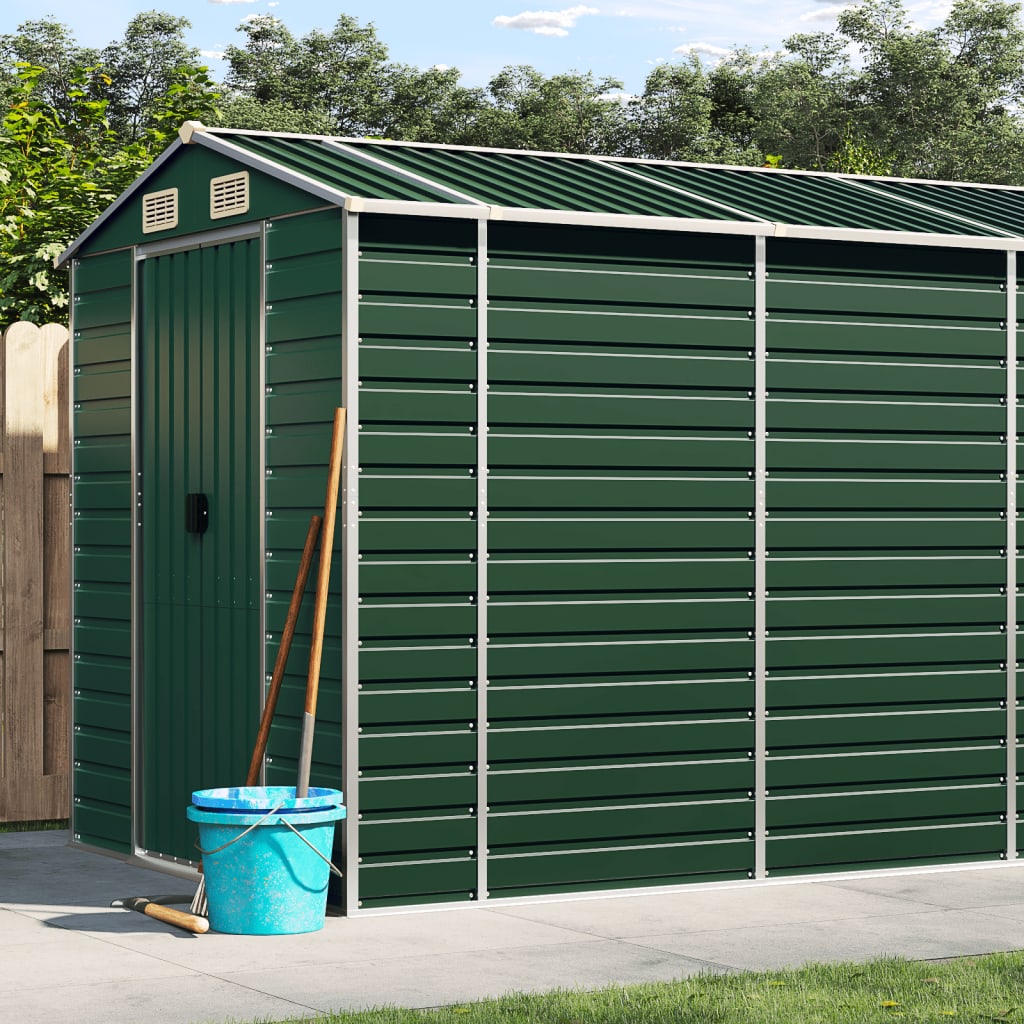 vidaXL Tuinschuur 191x130x198 cm gegalvaniseerd staal groen
