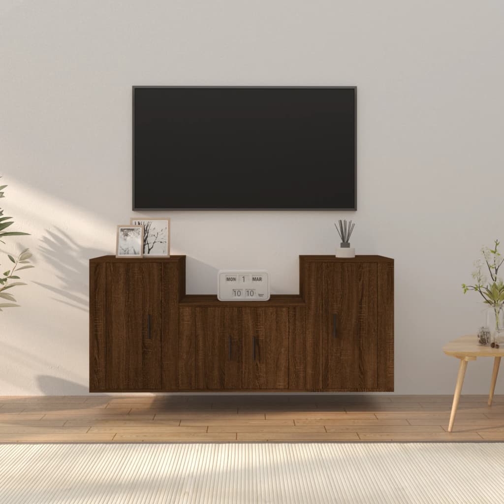 vidaXL 3-delige Tv-meubelset bewerkt hout wit