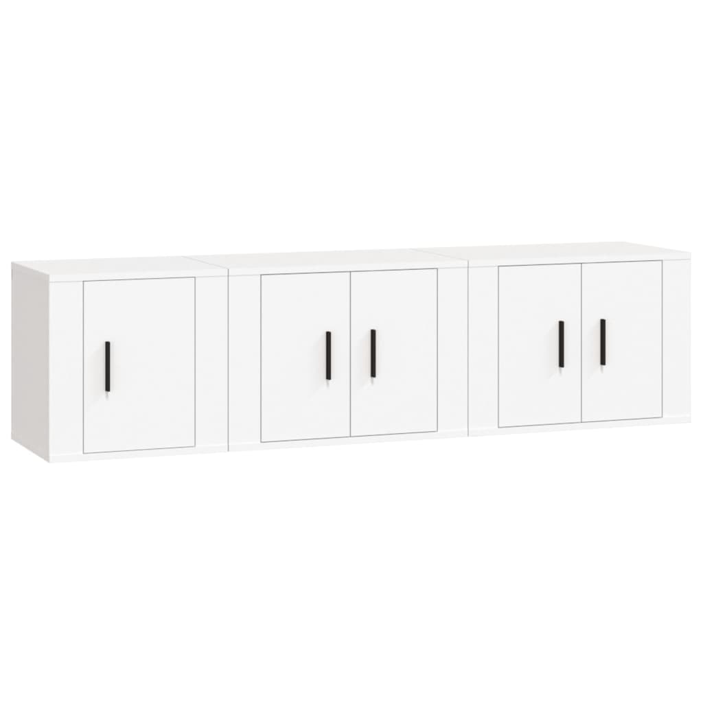 vidaXL 3-Piece TV Cabinet Set Engineered Wood White