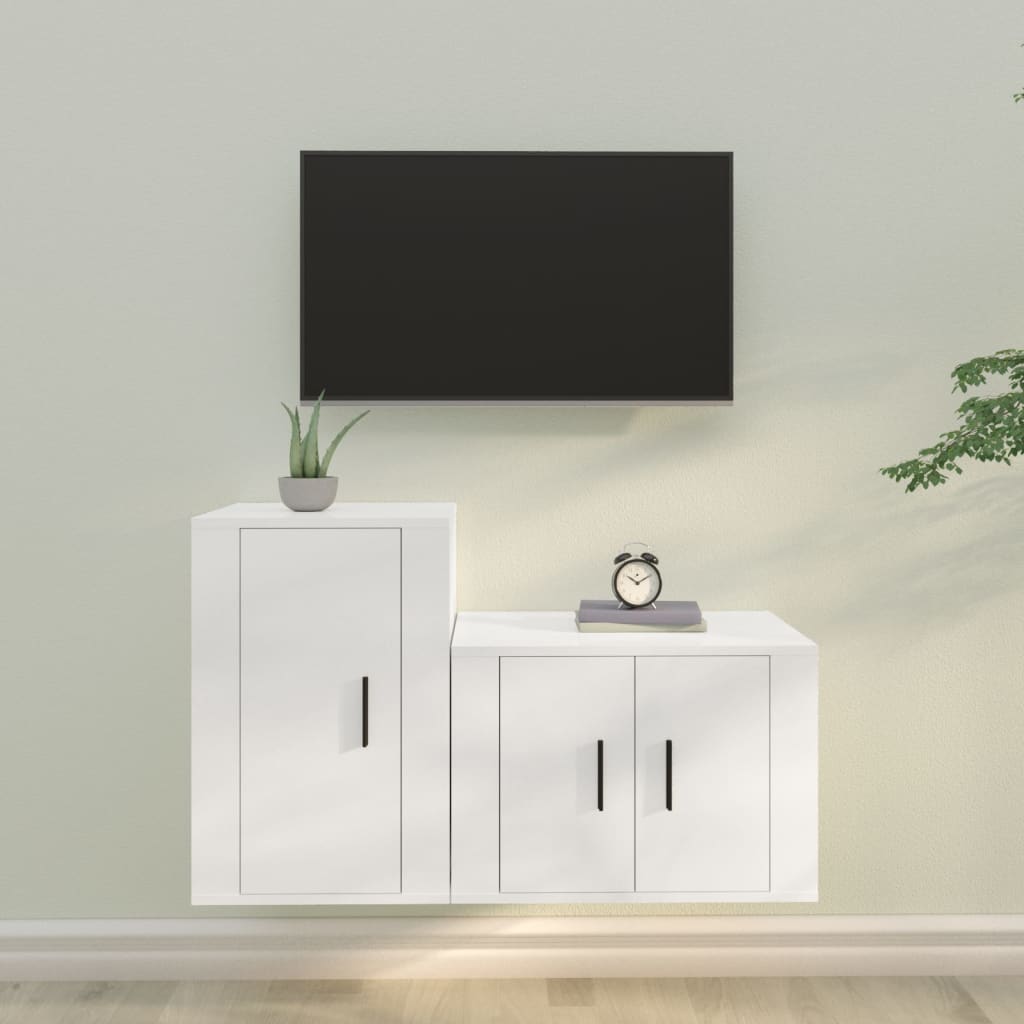 vidaXL 2-delige Tv-meubelset bewerkt hout wit