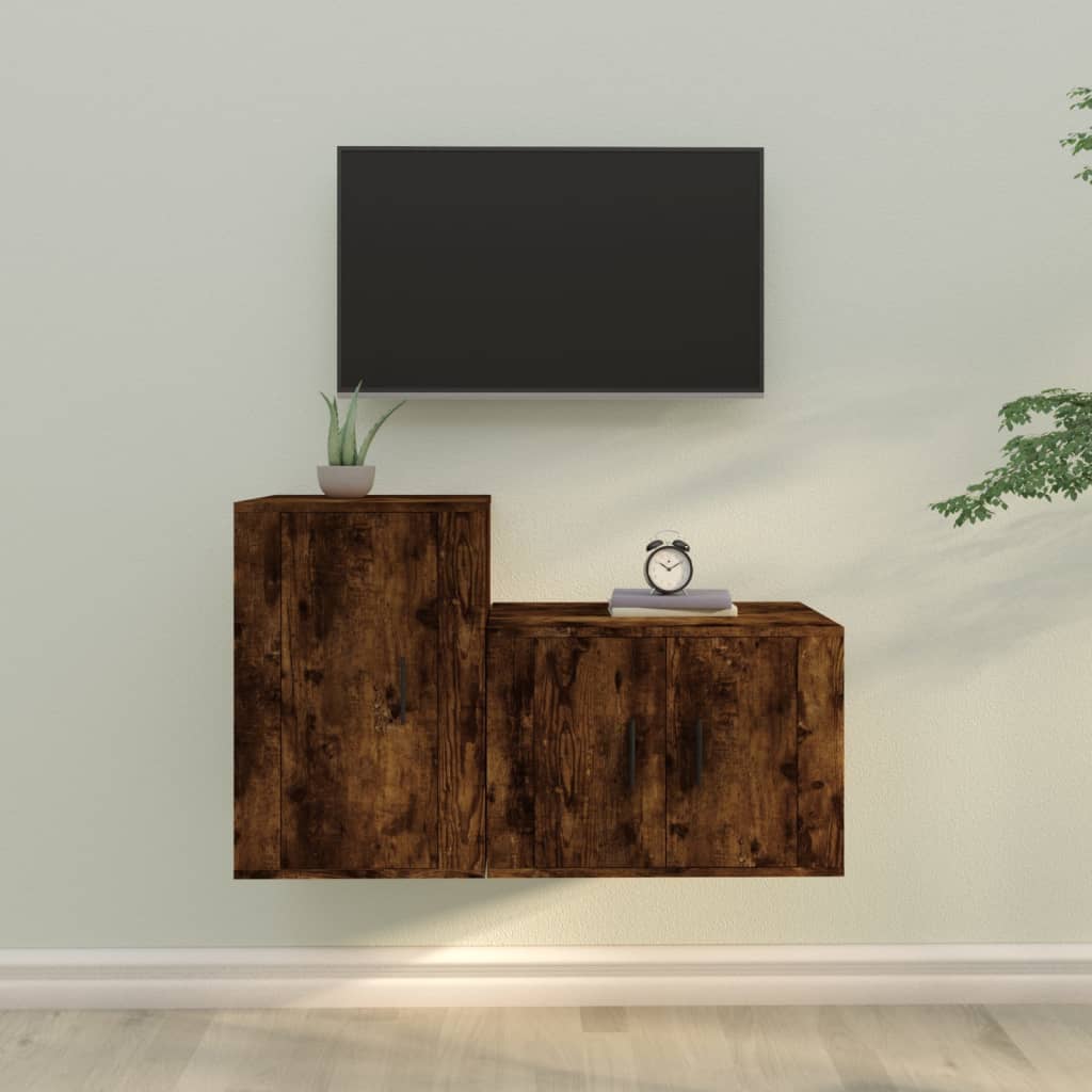 vidaXL 2-delige Tv-meubelset bewerkt hout wit