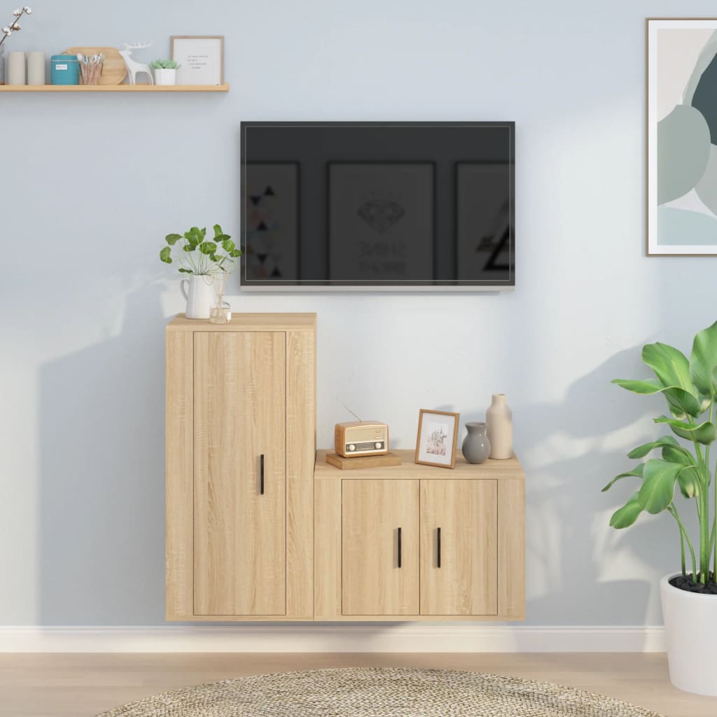 vidaXL 2-delige Tv-meubelset bewerkt hout wit