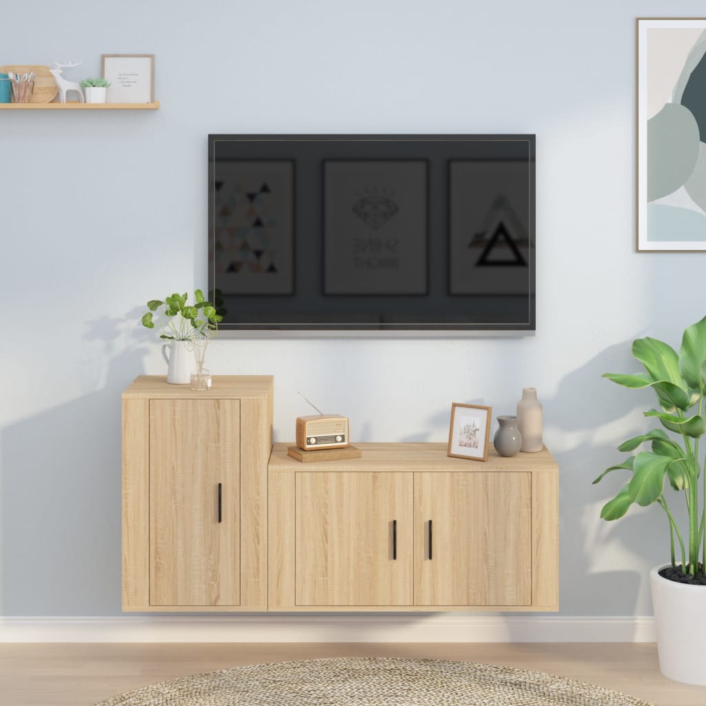 vidaXL 2-delige Tv-meubelset bewerkt hout hoogglans wit