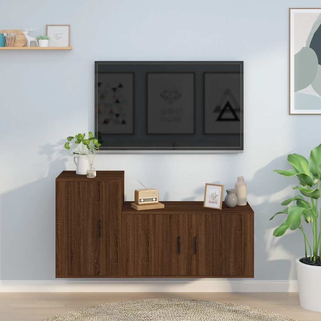 vidaXL 2-delige Tv-meubelset bewerkt hout hoogglans wit