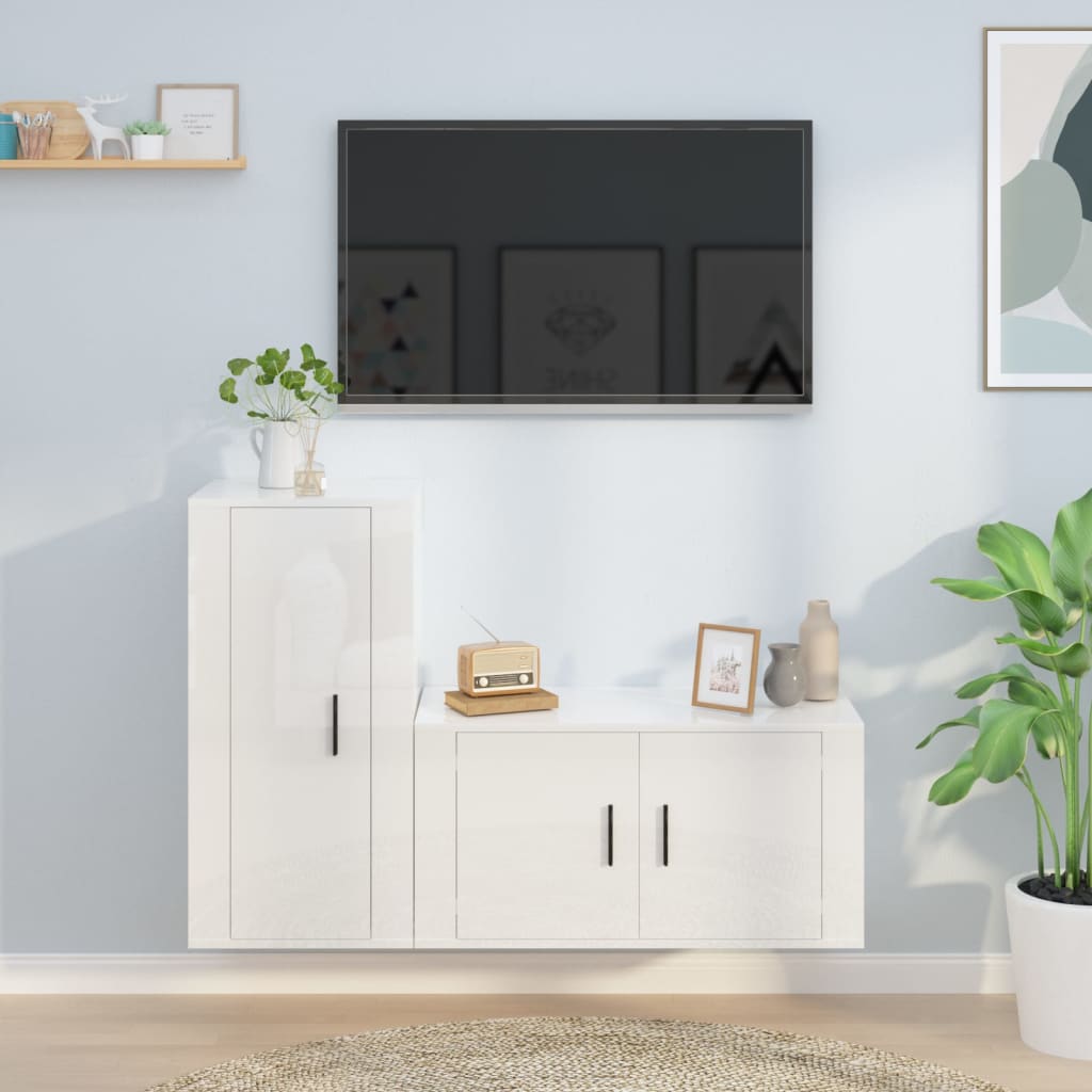 vidaXL 2-delige Tv-meubelset bewerkt hout wit