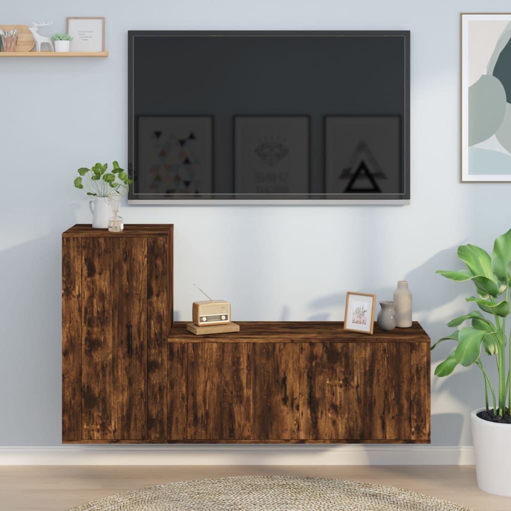 vidaXL 2-delige Tv-meubelset bewerkt hout wit
