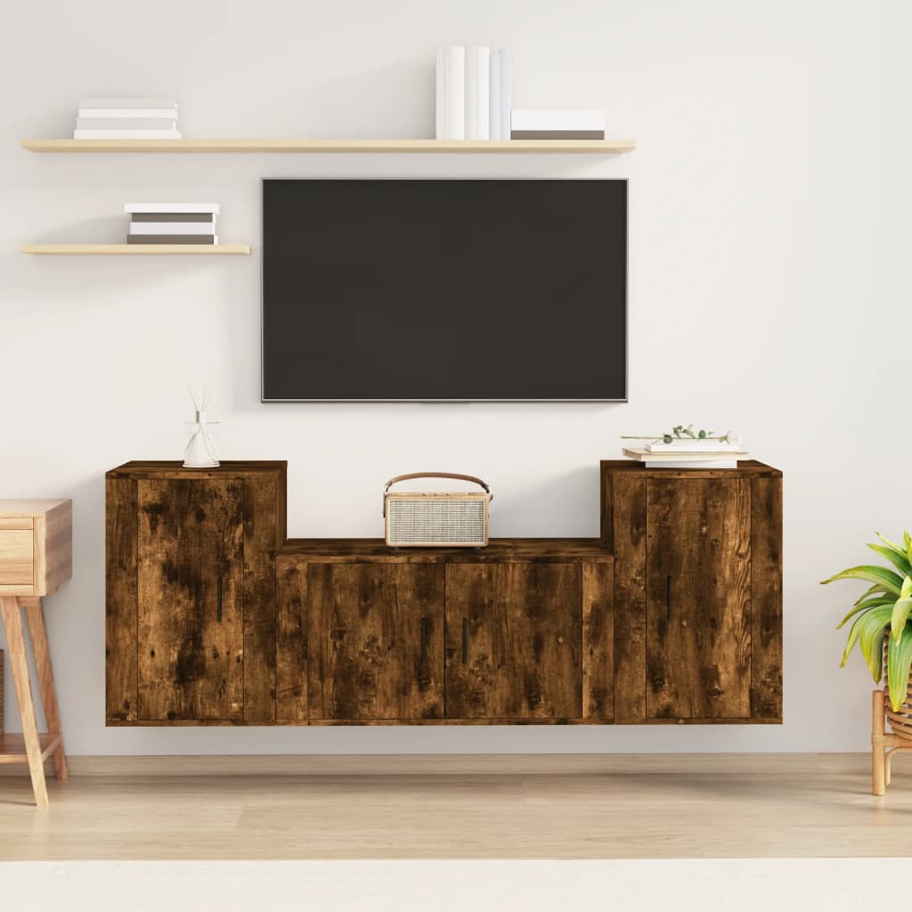 vidaXL 3-delige Tv-meubelset bewerkt hout wit