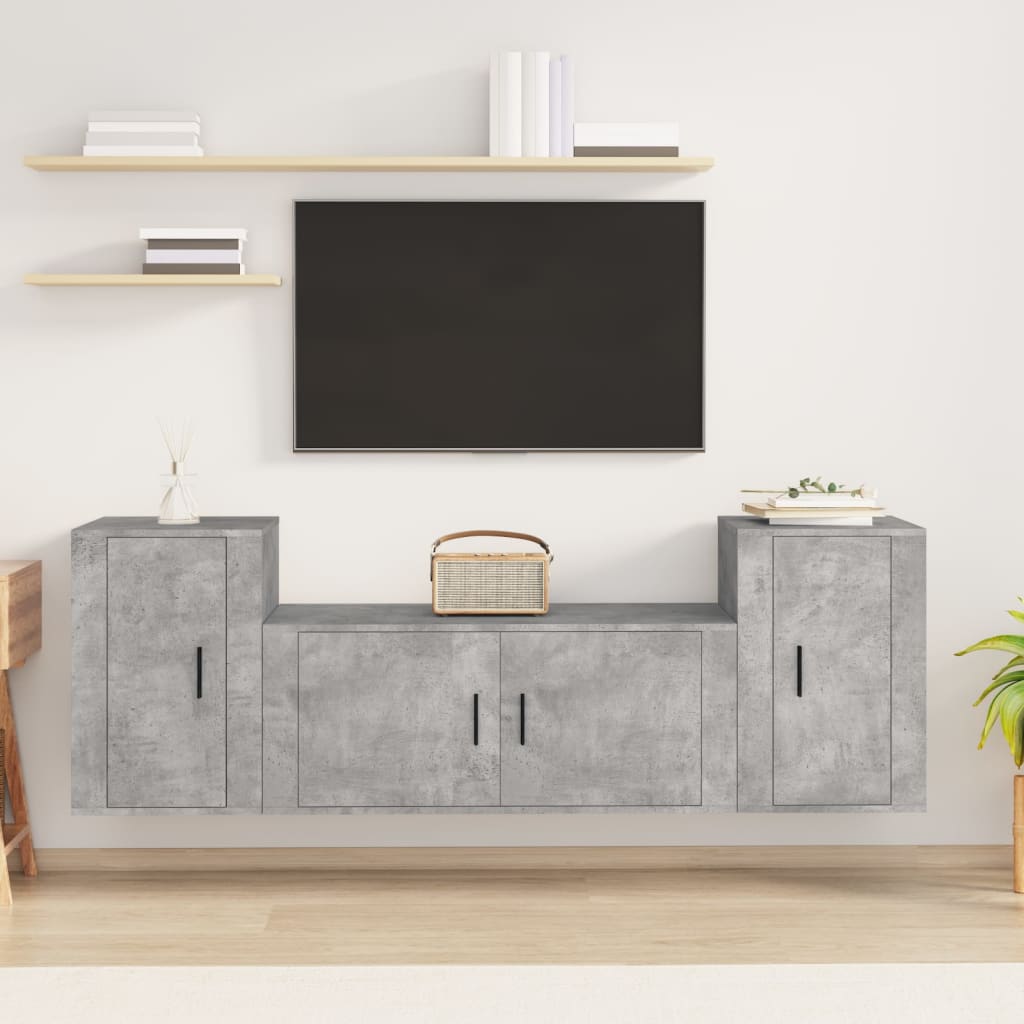 vidaXL 3-delige Tv-meubelset bewerkt hout wit