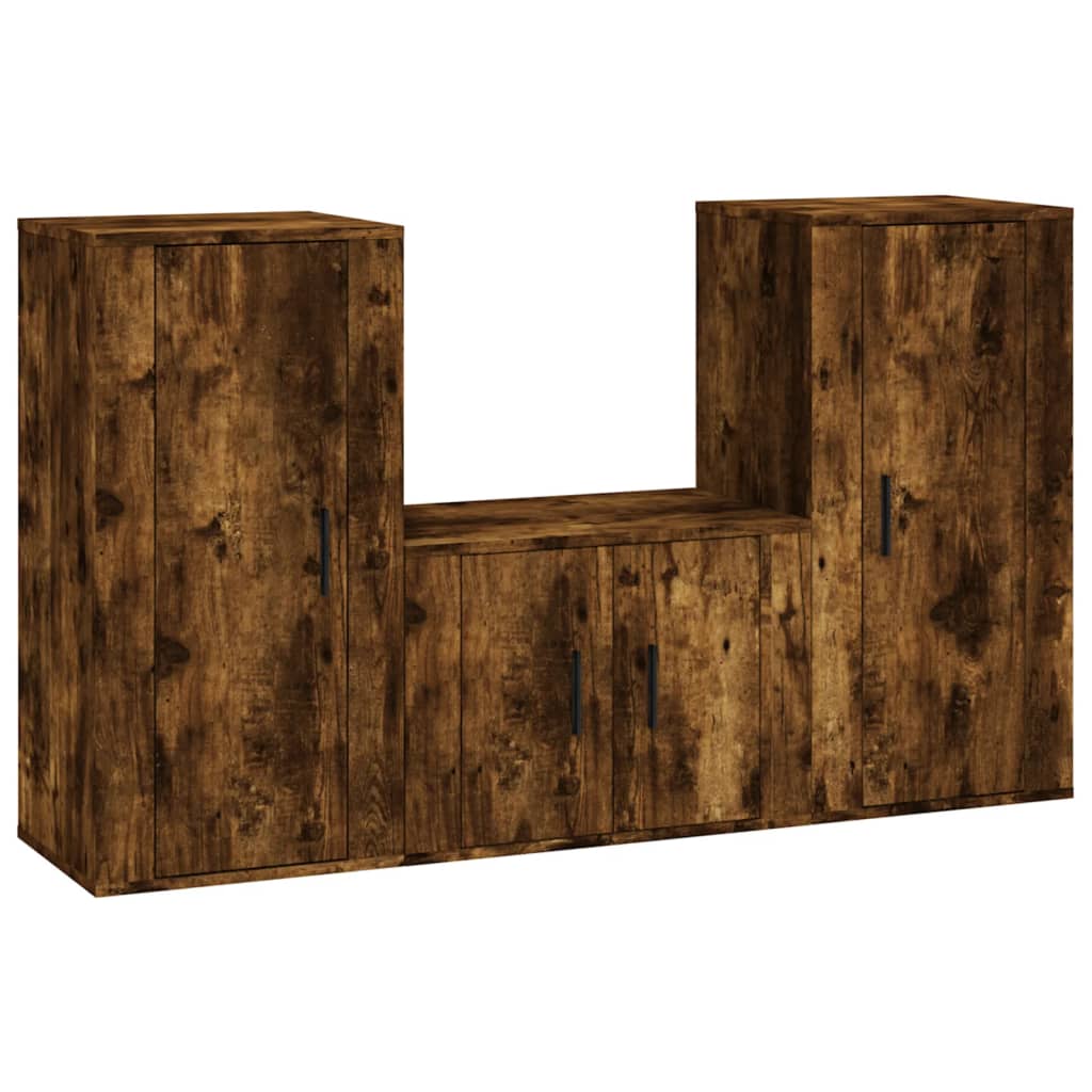 vidaXL 3-delige Tv-meubelset bewerkt hout wit
