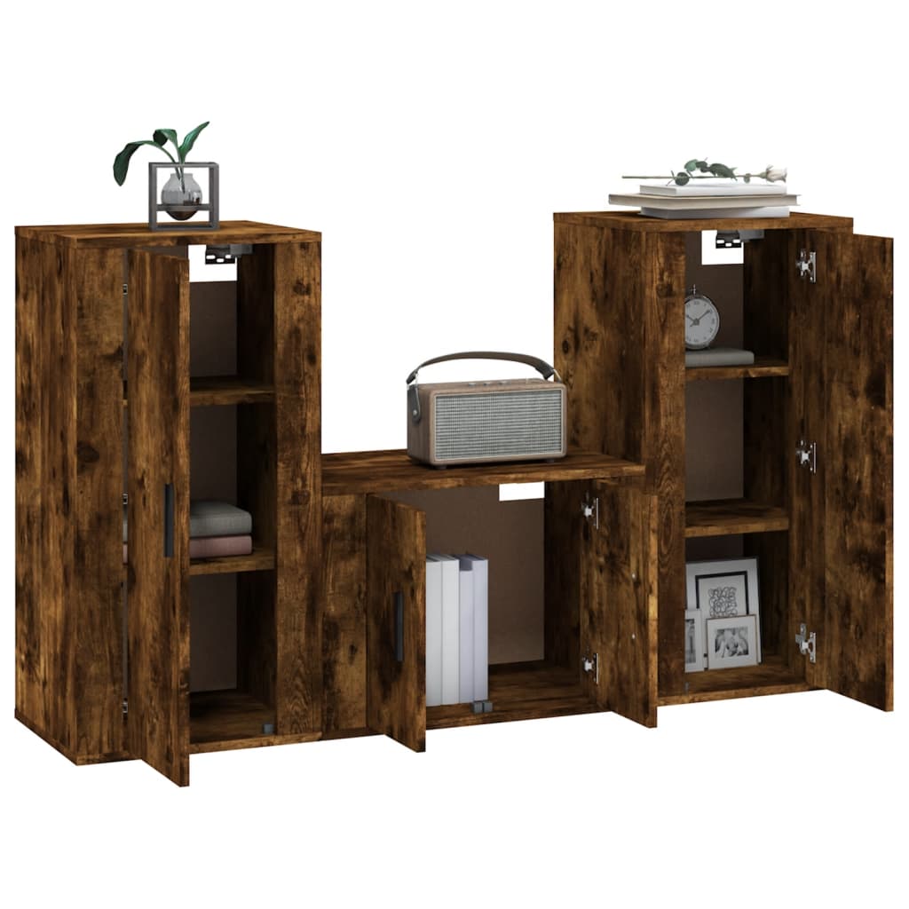 vidaXL 3-delige Tv-meubelset bewerkt hout wit