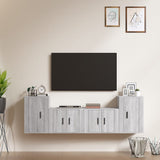 vidaXL 4-delige Tv-meubelset bewerkt hout wit