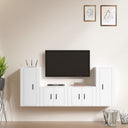 vidaXL 4-delige Tv-meubelset bewerkt hout wit