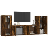 vidaXL 4-delige Tv-meubelset bewerkt hout wit