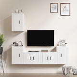 vidaXL 5-delige Tv-meubelset bewerkt hout wit