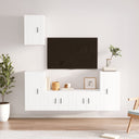 vidaXL 5-delige Tv-meubelset bewerkt hout wit