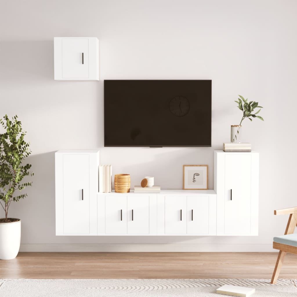 vidaXL 5-Piece TV Cabinet Set Engineered Wood White