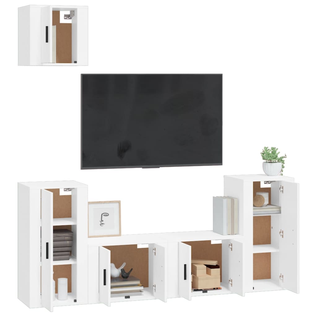 vidaXL 5-Piece TV Cabinet Set Engineered Wood White