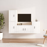 vidaXL 4-delige Tv-meubelset bewerkt hout hoogglans wit