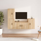 vidaXL 4-delige Tv-meubelset bewerkt hout hoogglans wit