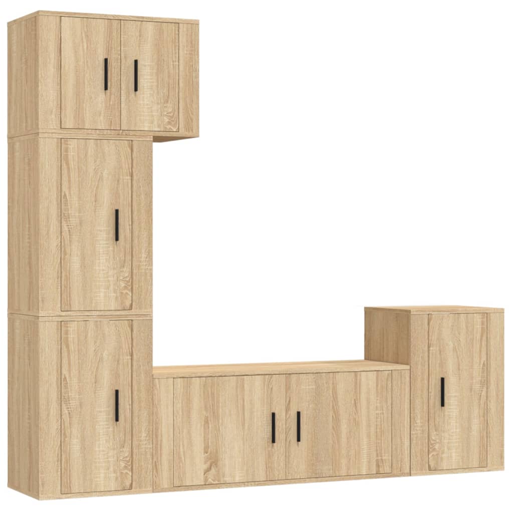 vidaXL 5-delige Tv-meubelset bewerkt hout wit