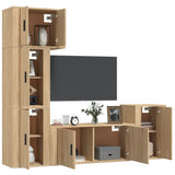vidaXL 5-delige Tv-meubelset bewerkt hout wit