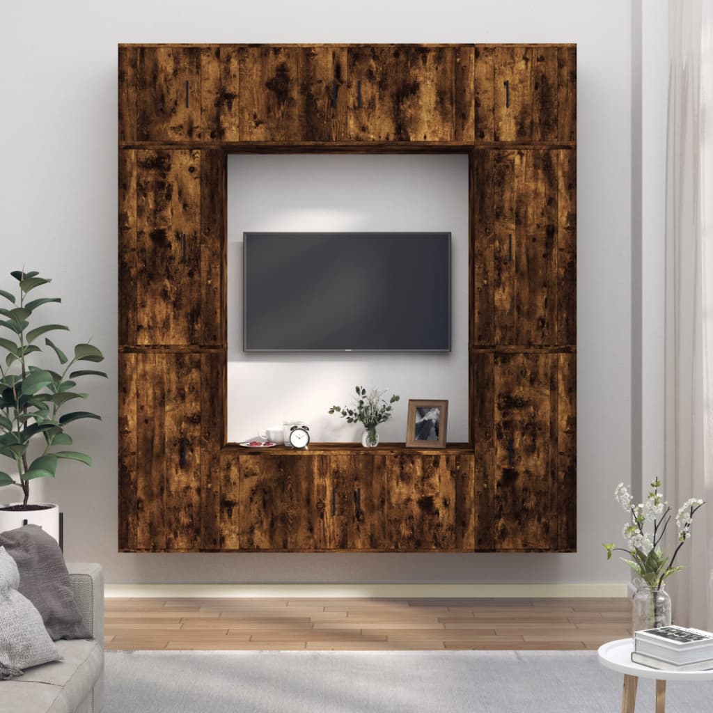 vidaXL 8-delige Tv-meubelset bewerkt hout wit