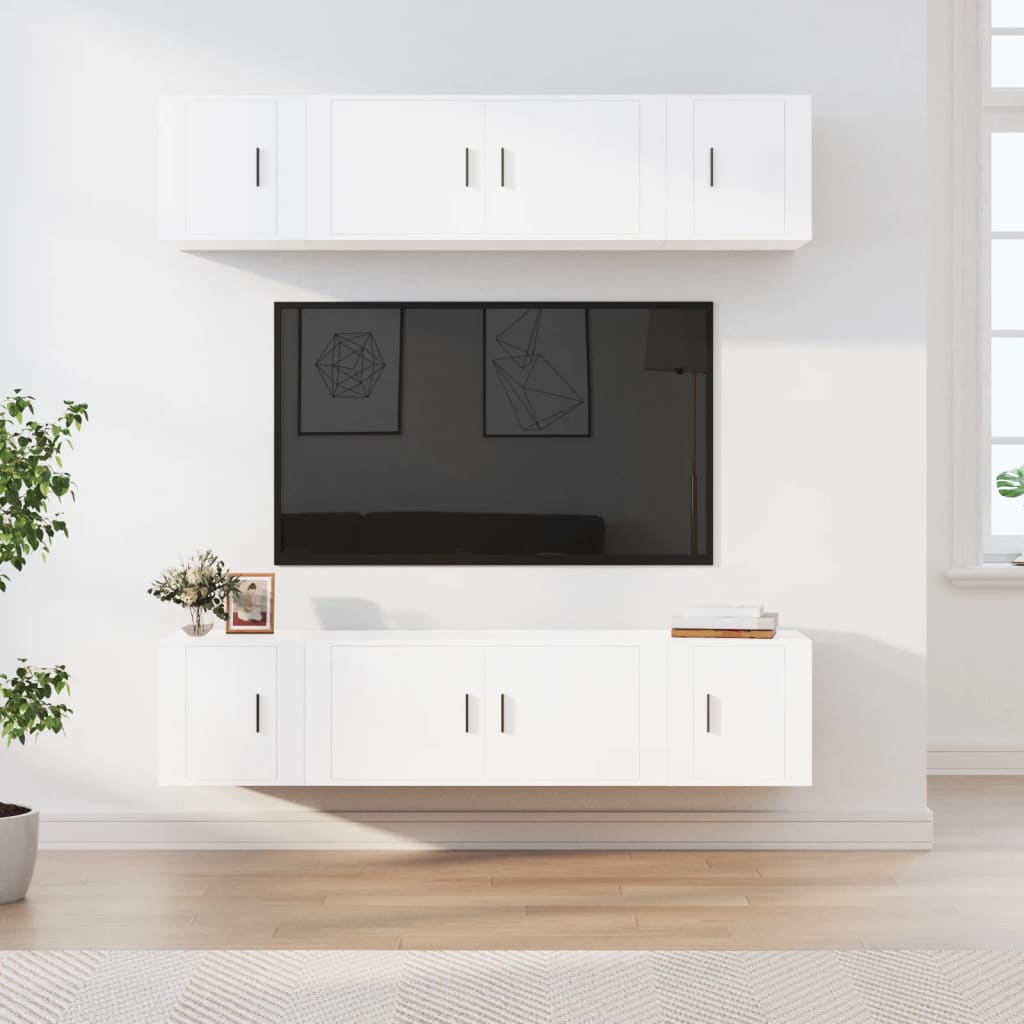 vidaXL 6-delige Tv-meubelset bewerkt hout wit