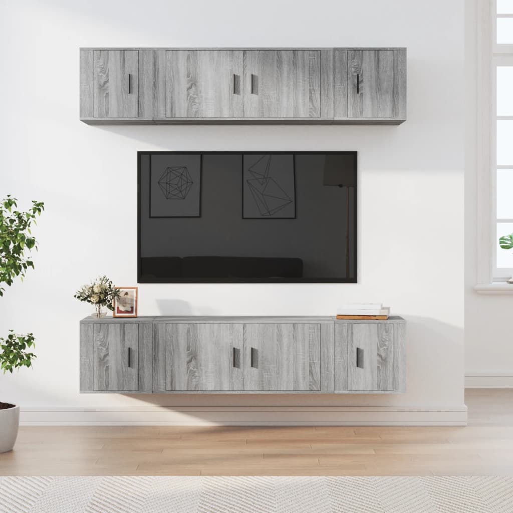 vidaXL 6-delige Tv-meubelset bewerkt hout wit