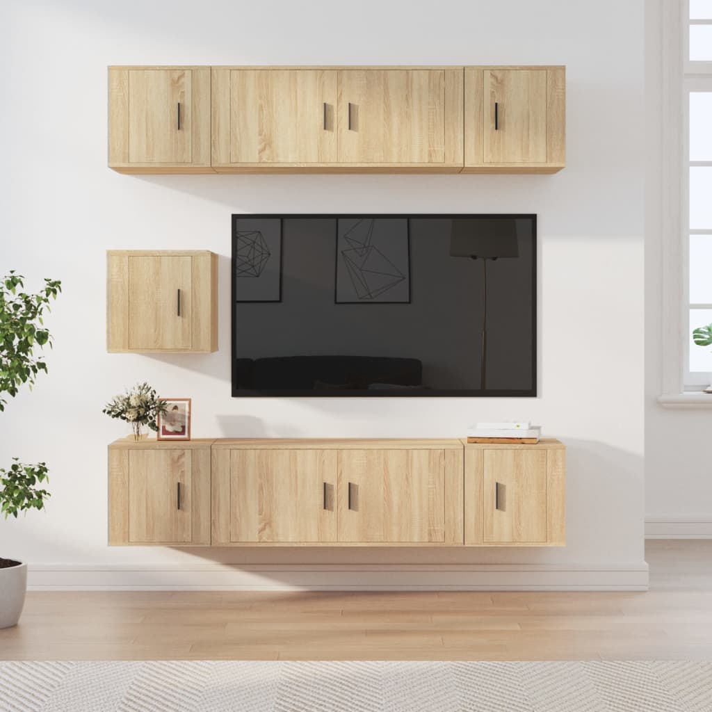 vidaXL 7-delige Tv-meubelset bewerkt hout wit