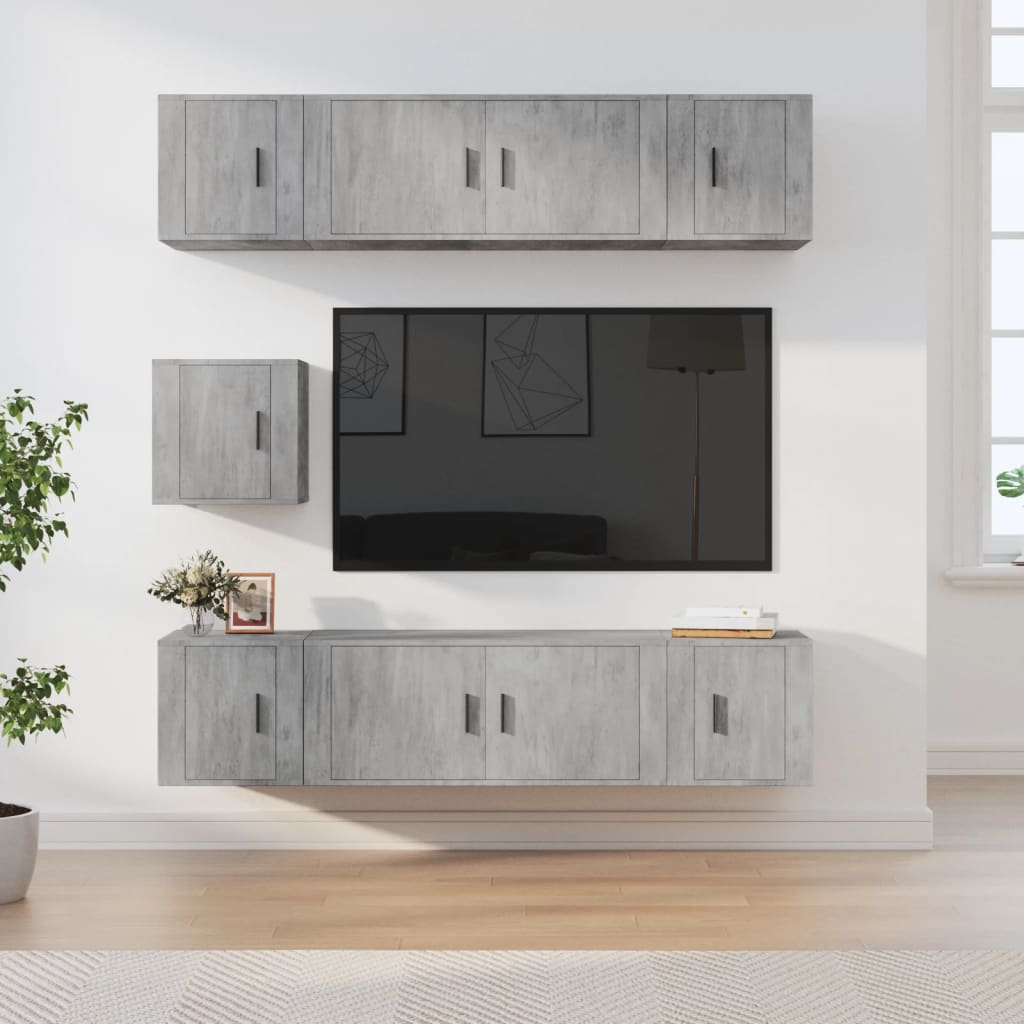 vidaXL 7-delige Tv-meubelset bewerkt hout wit