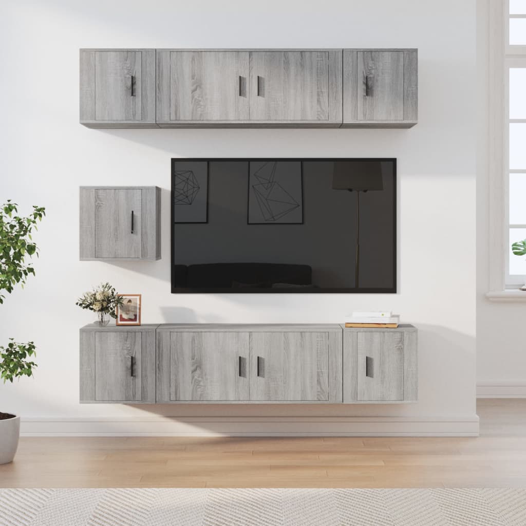 vidaXL 7-delige Tv-meubelset bewerkt hout wit