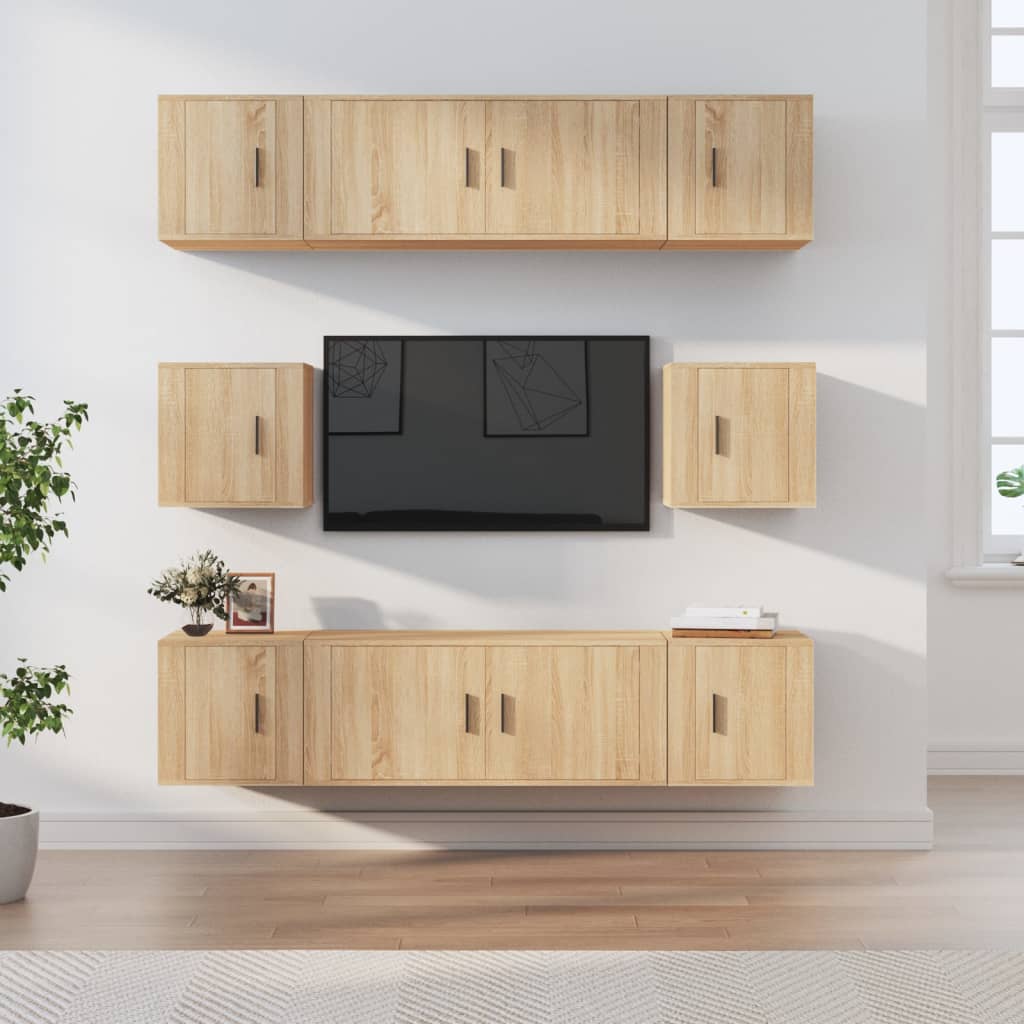 vidaXL 8-delige Tv-meubelset bewerkt hout wit