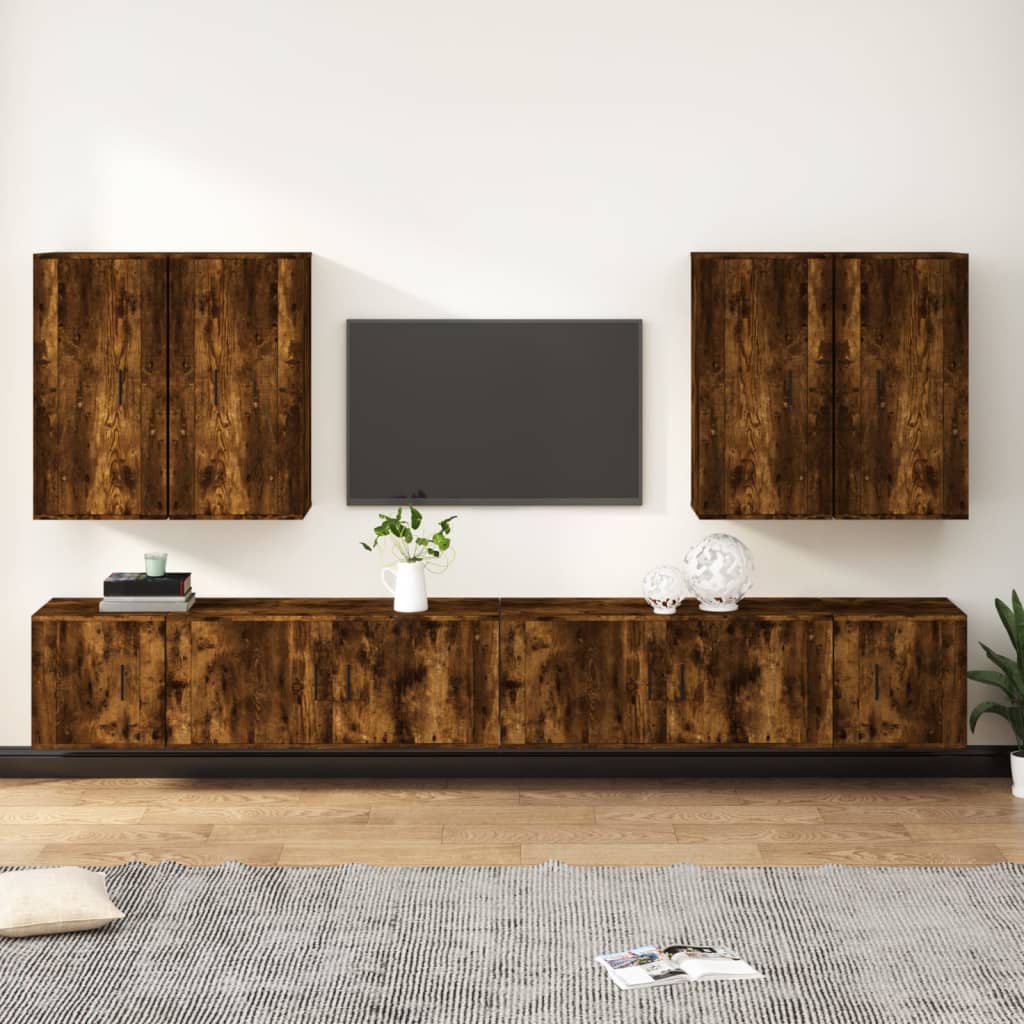 vidaXL 8-delige Tv-meubelset bewerkt hout wit