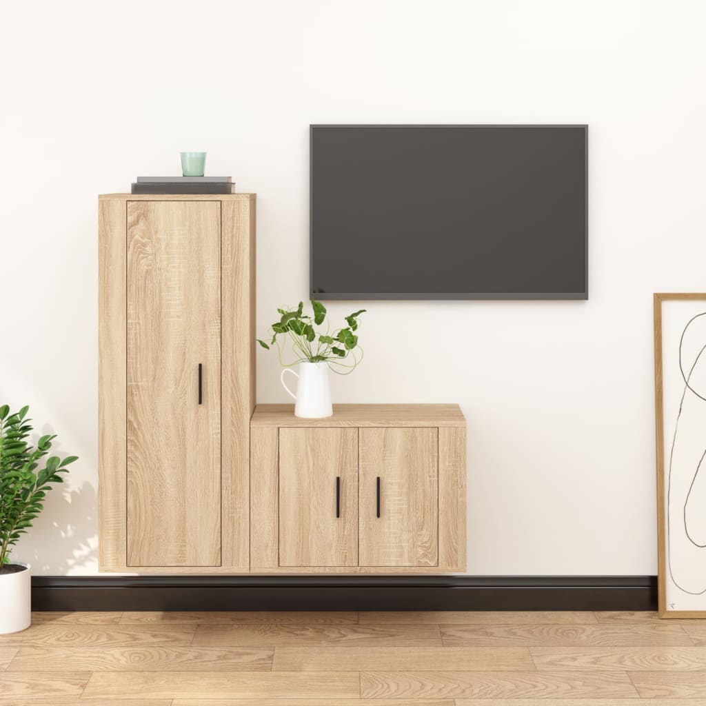 vidaXL 2-delige Tv-meubelset bewerkt hout wit