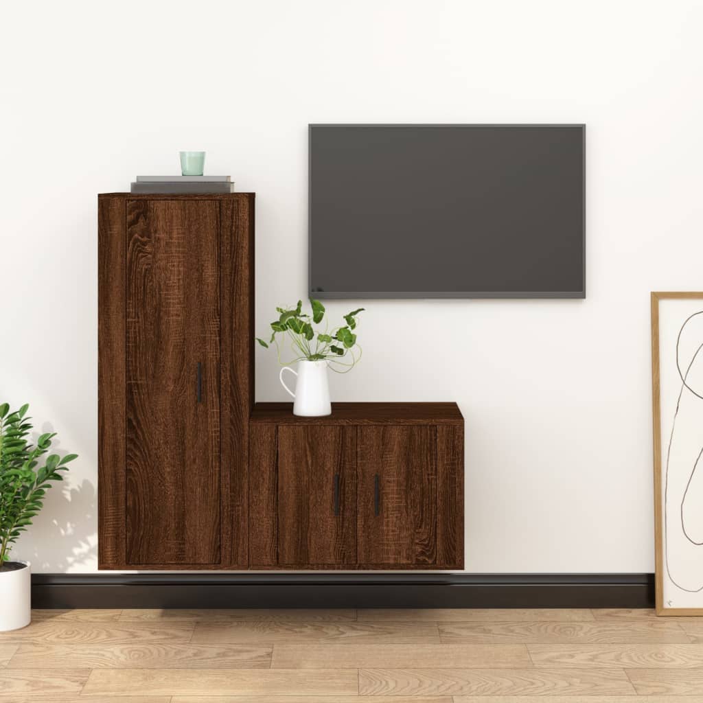 vidaXL 2-delige Tv-meubelset bewerkt hout wit