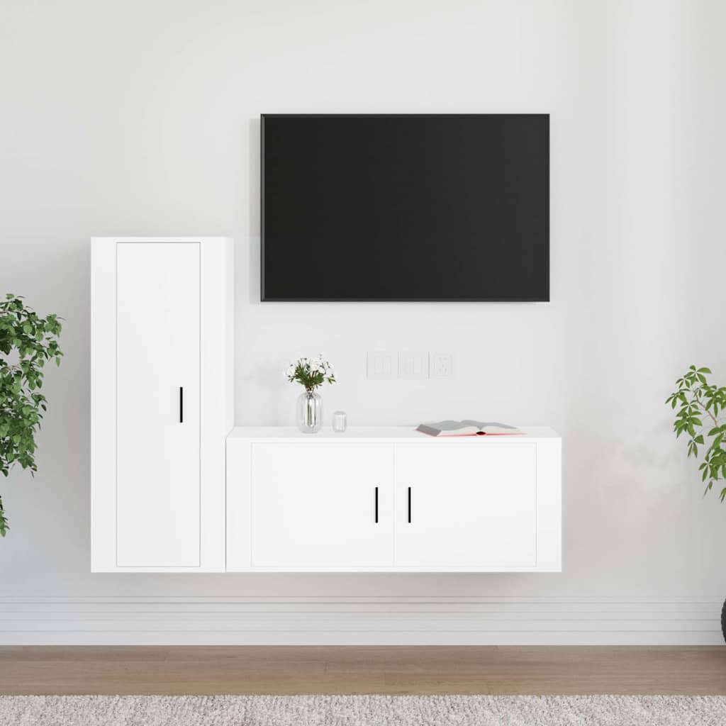 vidaXL 2-delige Tv-meubelset bewerkt hout wit