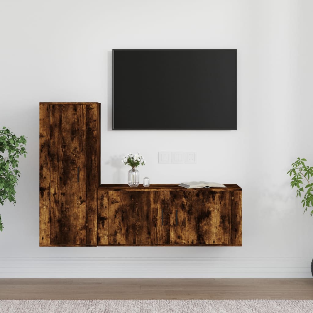 vidaXL 2-delige Tv-meubelset bewerkt hout wit