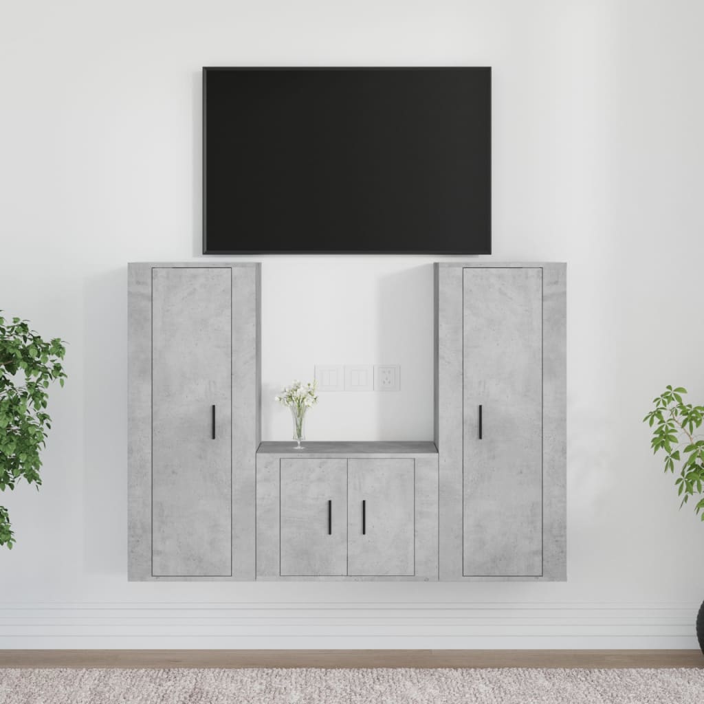 vidaXL 3-delige Tv-meubelset bewerkt hout wit