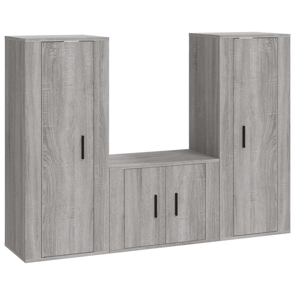 vidaXL 3-delige Tv-meubelset bewerkt hout wit